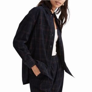 Madewell Kentwood Corduroy Oversized Shirt Jacket Plaid M bv